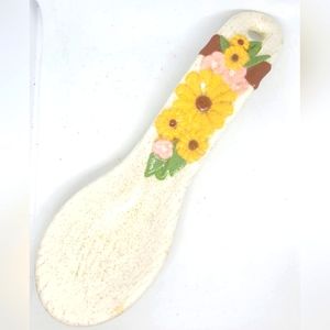 Spoon rest, cookware, vintage, floral spoon rest, sunflowers, kitchen, spoonrest